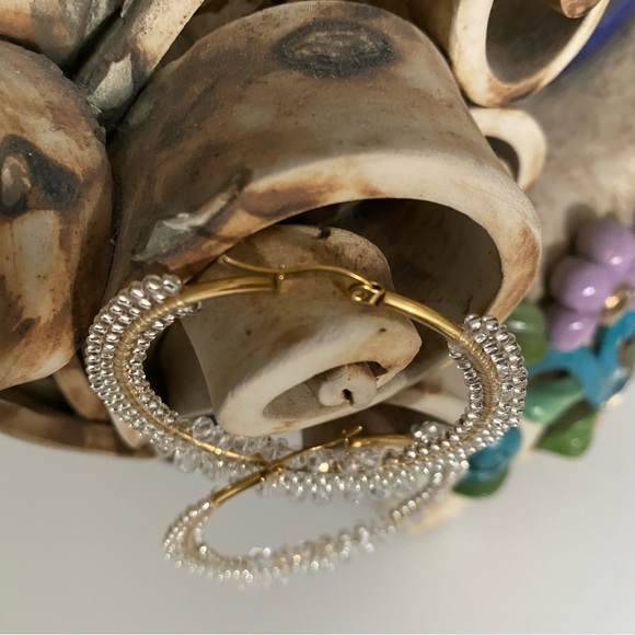 Hoop earrings Gold/Transparent colour - Picture 3 of 5